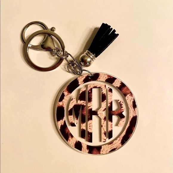 Personalized Round Acrylic Key Chains w Tassel - Picture 1 of 11